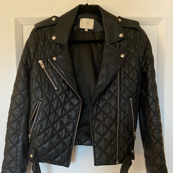 IRO navy blue quilted leather jacket. Size 36 (4 US). NwoT - Picture 9 of 11